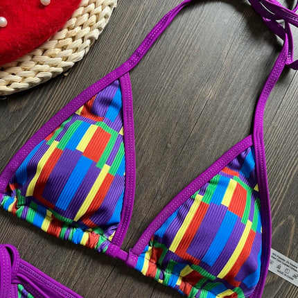 Women Color Block Triangle Bikini Set