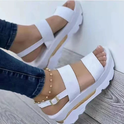 Sandals Women Buckle Strap Fashion Wedge Footwear - Sandals - BKLD - Mad Fly Essentials