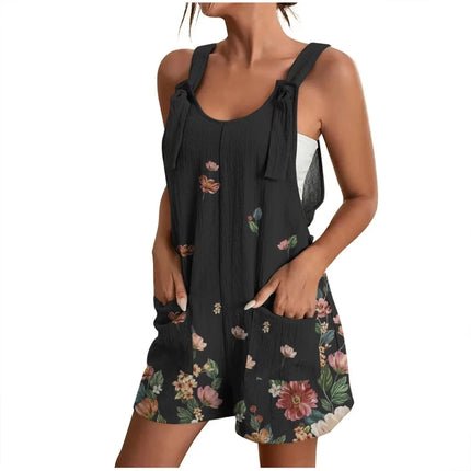 Women Sleeveless Casual Rompers with Pockets