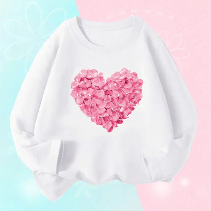 Hoodies Girls Long Heart Kids Graphic Tee Tops - Hoodies - Lolocee - Mad Fly Essentials