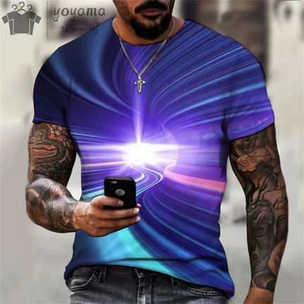 Shirt Men Psychedelic Flame Aurora 3D Summer Tee - Shirt - Oufisun - Mad Fly Essentials