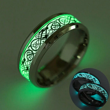 Ring Men Black Minimalist Stainless Luminous Dragon Ring - Ring - Epoxy - Mad Fly Essentials