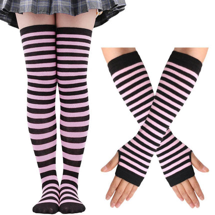 Women Striped Green Knee High Socks - Mad Fly Essentials