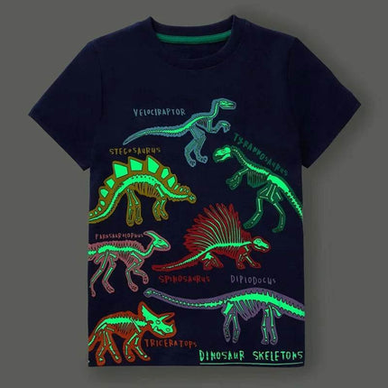 Boys Summer Fashion Luminous Dinosaur Shirt - Mad Fly Essentials