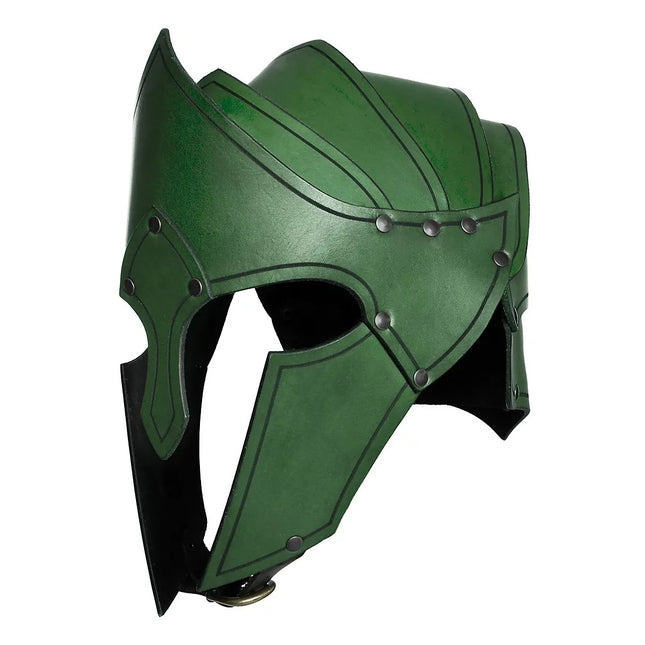 Men Nordic Viking Medieval Leather Warrior Helmet