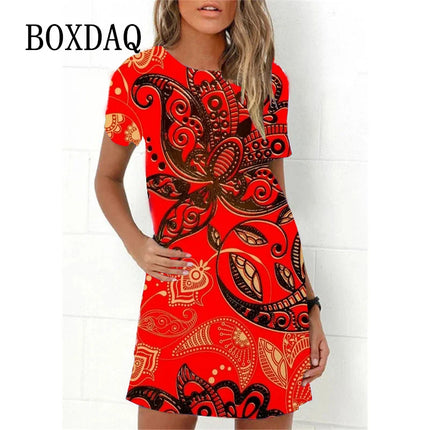 Mini Dress Women 3D Graffiti Cat Peacock Animal Dress - Mini Dress - Boxdaq - Mad Fly Essentials