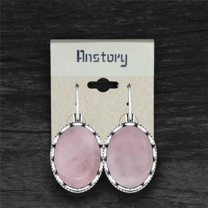 Vintage Oval Quartz Jade Amethyst Earrings - Mad Fly Essentials
