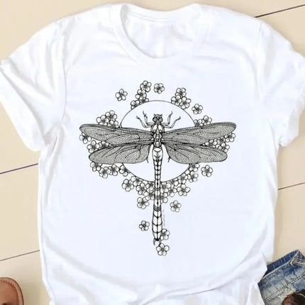 Women Graphic Butterfly Dragonfly Animal Casual 90s Shirts