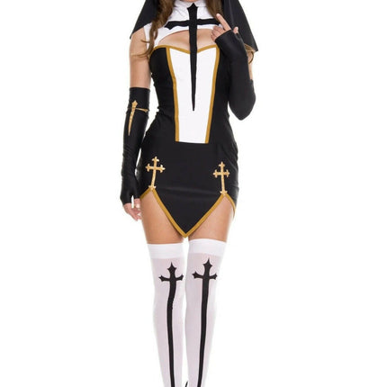 Women's Sexy Nun Cosplay Halloween Costume Dress