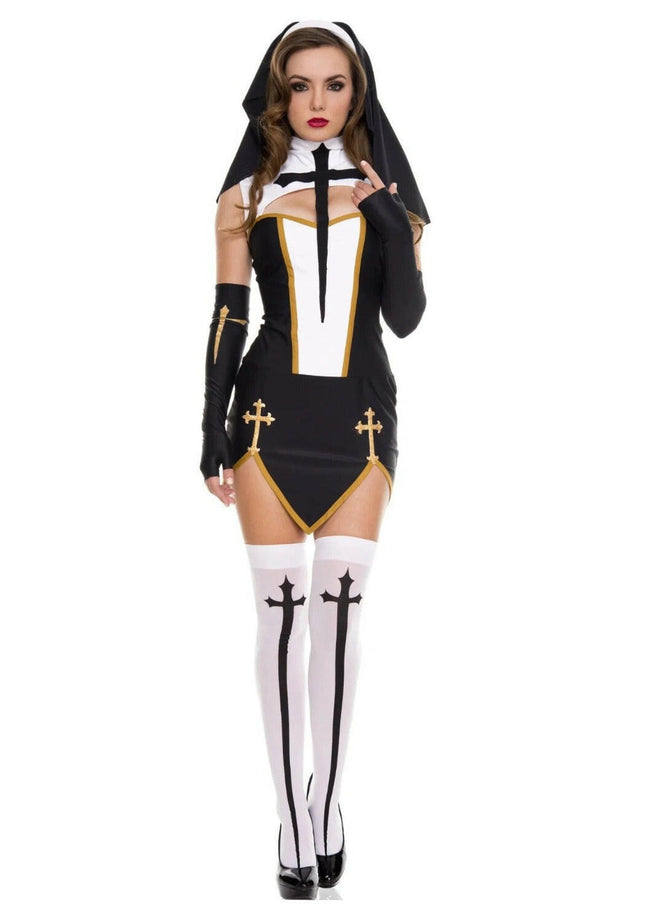Women's Sexy Nun Cosplay Halloween Costume Dress