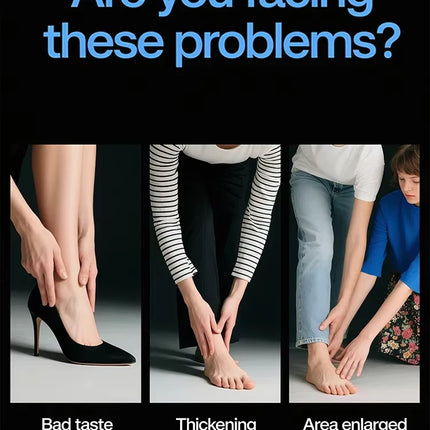 Advertisement showing people with foot issues and text asking if they are facing these problems.

