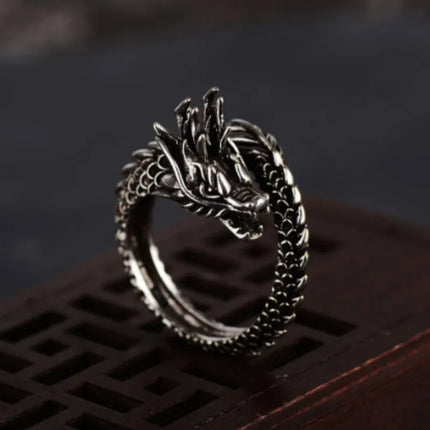 Men Vintage Adjustable Dragon Rings