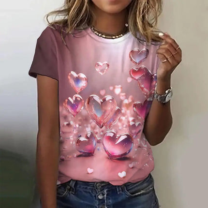 Shirt Women 3D Love Hearts Short Tops - Shirt - PMRUN - Mad Fly Essentials
