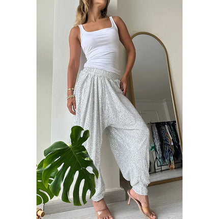 Harem Pants Women Sequin Drop Crotch Fashion Pants - Harem Pants - Eliza - Mad Fly Essentials