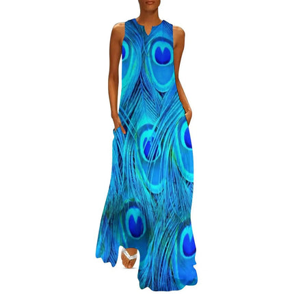 Maxi Dress Women Golden Summer Animal Peacock Dress - Maxi Dress - Aorsin - Mad Fly Essentials
