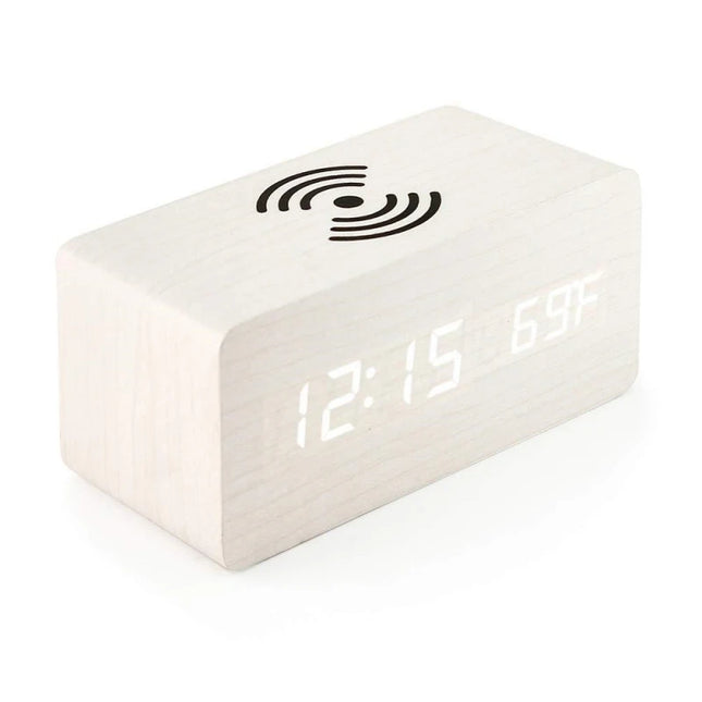 Voice Control Wooden Digital Alarm Clock