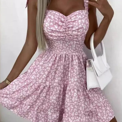 Mini Dress Women Spaghetti Bohemian Floral Skater Dress - Mini Dress - Boho Girl - Mad Fly Essentials