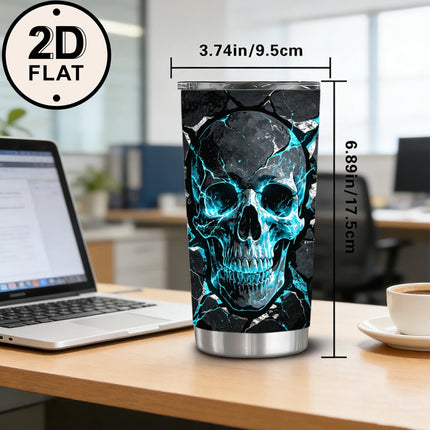 Coffee Mug Blue Fire Skull Stainless Tumbler - Coffee Mug - Tiandirenhe - Mad Fly Essentials
