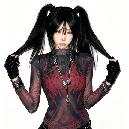 Women Shop Y2K Gothic Long Sleeve Streetwear Top - Women Shop - Showmirror - Mad Fly Essentials