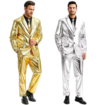 Men Metallic Funny Blazer Jacket Party Suit Sets
