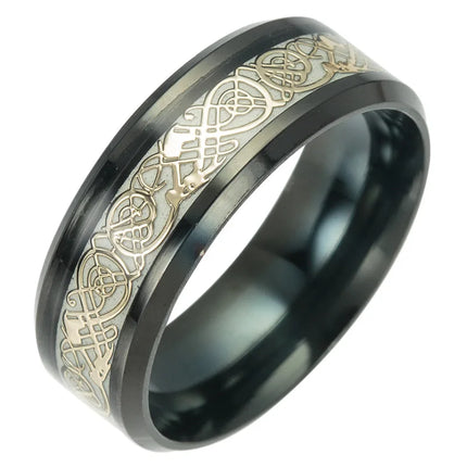 Ring Men Black Minimalist Stainless Luminous Dragon Ring - Ring - Epoxy - Mad Fly Essentials