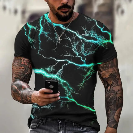 Shirt Men 3D Summer Fashion Lightning Tees - Shirt - Basic Gold Yao - Mad Fly Essentials