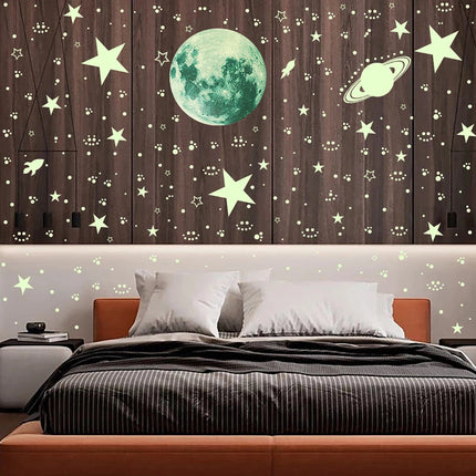 Luminous 947pc Moon Star 3D Space Wall Stickers
