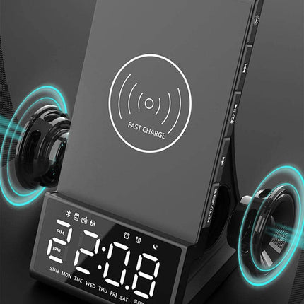 LED Large Screen Alarm Clock with Wireless QI Charging - Mad Fly Essentials