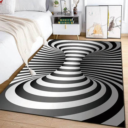 3D Vortex Illusion Black White Rug - Mad Fly Essentials
