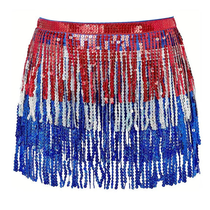 Mini Skirt Women Sequin Tassel Belly Dancing Skirt - Mini Skirt - Ailinge - Mad Fly Essentials