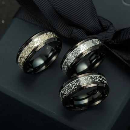 Ring Men Black Minimalist Stainless Luminous Dragon Ring - Ring - Epoxy - Mad Fly Essentials