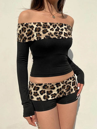 Women Leopard Casual 2pc Set Crop Top - Mad Fly Essentials