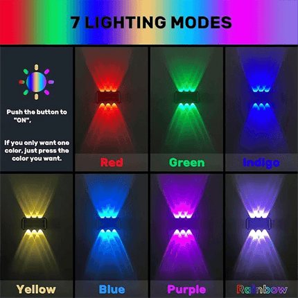 Solar RGB Exterior LED Wall Sconce - Mad Fly Essentials