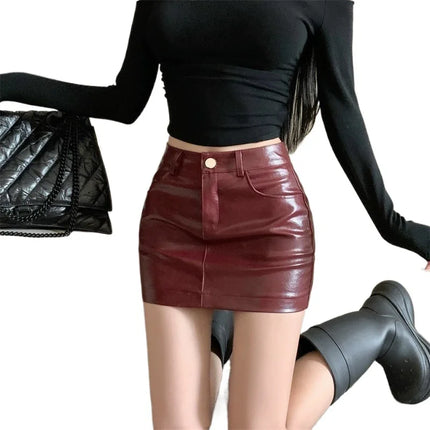 Mini Skirt Women High Waist Leather Black Skirt - Mini Skirt - Sylcue - Mad Fly Essentials