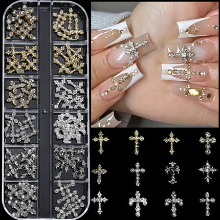 Nail Essentials Metal Punk Full Glitter Diamond Cross Nail Art - Nail Essentials - Nail Art - Elaimei - Mad Fly Essentials