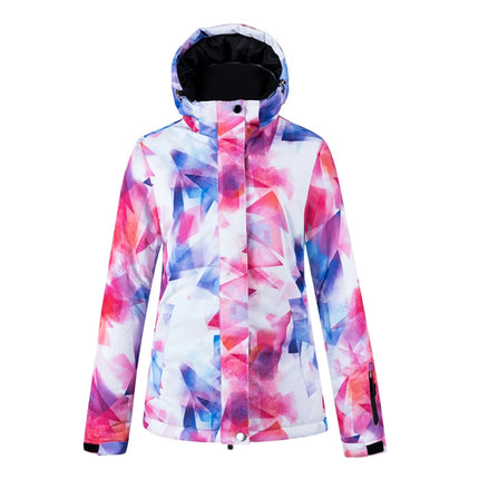 Women Pink Blue Marble Snowboarding Ski Jacket