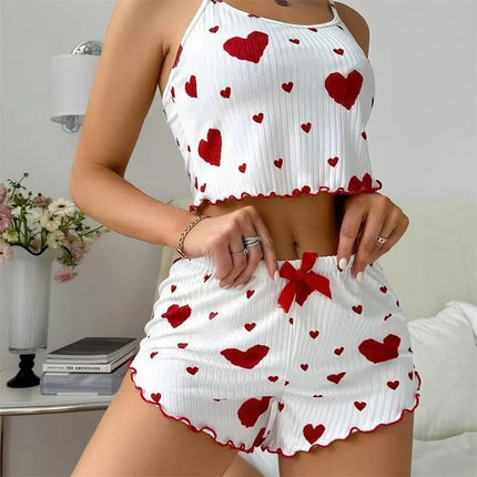 Pajama Set Women Strawberry Heart Homewear 2pc Pajamas - Pajama Set - Animal Unicorn - Mad Fly Essentials