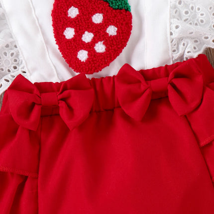 Baby Girl 2pc Strawberry Ruffled Romper Headband Set