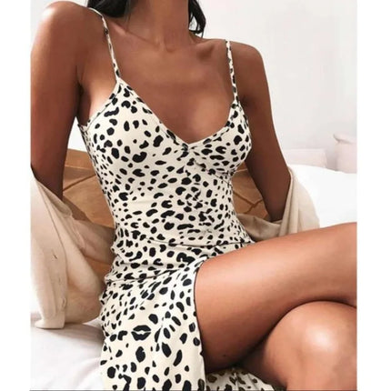 Women's Spaghetti Leopard Fashion Mini Dress