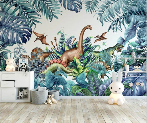 Custom 3D Dinosaur Forest Mural Wallpaper - Mad Fly Essentials
