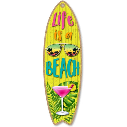 Life at the Beach Home Bar Surfing Sign Decor