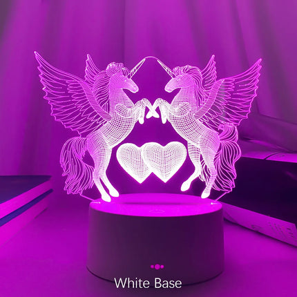 Double Horse-Unicorn Touch-Control 3D LED Night Light - Lighting & Bulbs Mad Fly Essentials