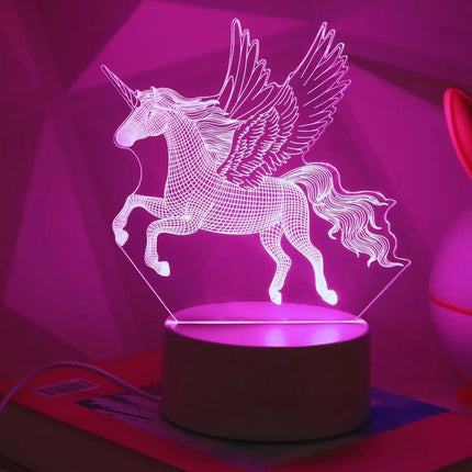 LED Night Light USB Pink Pegasus Unicorn Desk Lamp - Safe HID Light - LED Night Light - Mad Fly Essentials