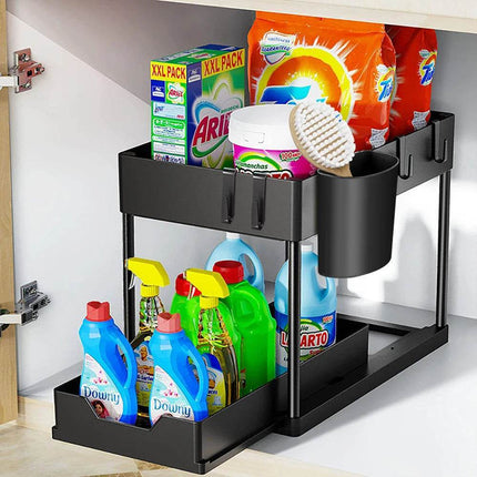 2 Tier Under Sink Organizer Kitchen Cabinet - Mad Fly Essentials