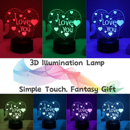 3D LED Heart 7 Color Valentine's Night Light
