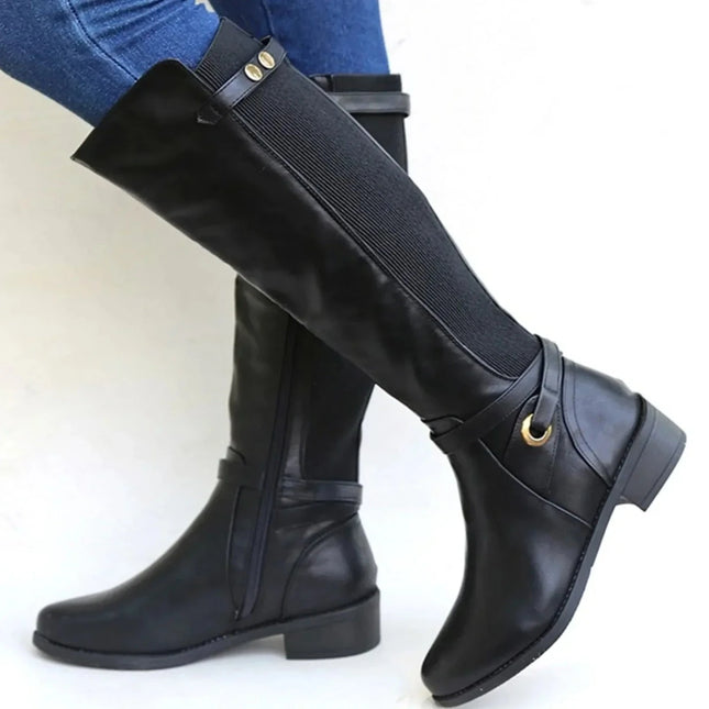 Women Western Style Leather Winter Boots