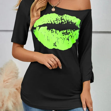 Women Casual Summer Lips 3D Gothic Shirts