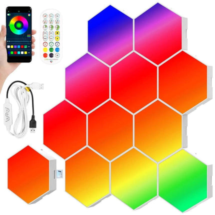 RGBIC LED Smart App Remote Hexagonal DIY Night Lights - Mad Fly Essentials