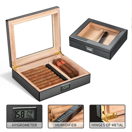 Cedar Cigar Humidor Box with Humidifier Travel Set