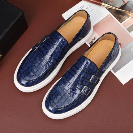Men Retro British Casual Leather Crocodile Loafers - Mad Fly Essentials